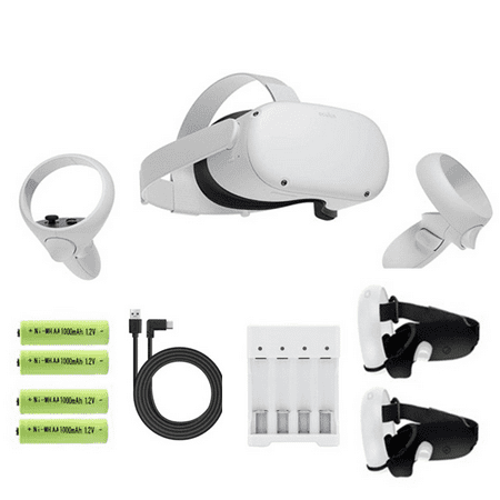 Oculus Quest 2 All-in-One Virtual Reality 256GB Gaming Headset, Touch Controllers, Bundle with 4 AA Batteries Accessories & Touch Controller Grip Cover