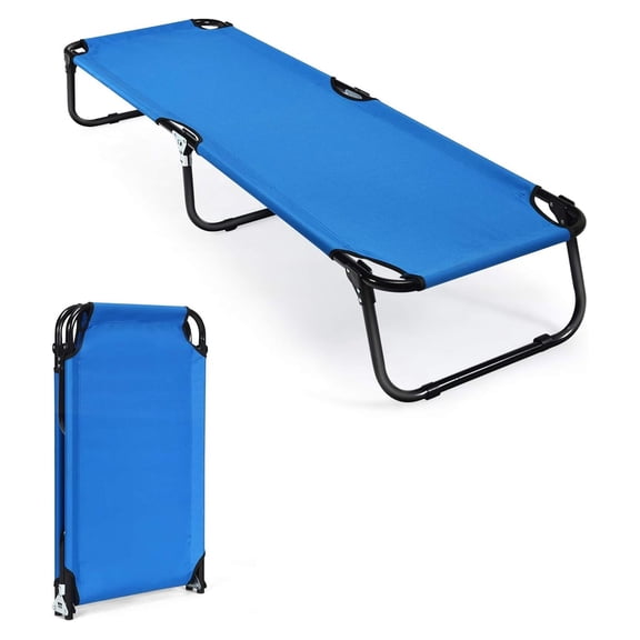Camping Cot 330 LBS, Folding Cot Bed for Adults - Portable Travel Hiking Cot for Indoor & Outdoor Use (Blue)