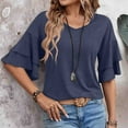 thumbnail image 2 of ZyeKqe Womens Summer Tops Casual V-Neck Petal Layered Sleeve Tunics Loose Fitted Lightweight Tshirts, 2 of 6