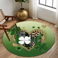 thumbnail image 2 of Round Area Rug 7 Ft, St. Patrick's Day Washable Non-Slip Circle Carpet for Living Room/Bedroom, Spring Shamrock Gold Leopard Love Ombre Green Low-Profile Large Runner Mat Collection Rugs for Indoor, 2 of 8
