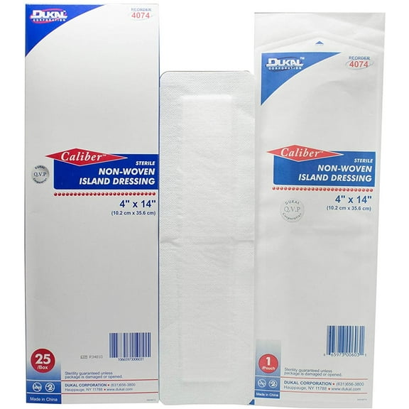 AMZ Supply Medical Island Dressing. Pack of 25 Adhesive Dressings  4" x 14"