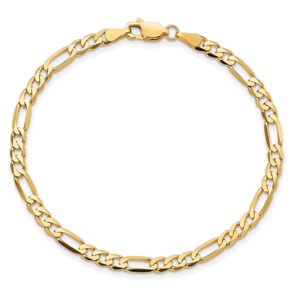 Diamond2Deal Mother's Day Gift 14K Yellow Gold 4mm Flat Figaro Chain Bracelet for Women 7"