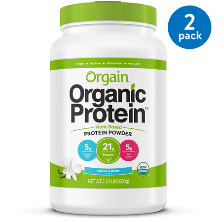 (2 Pack) Orgain Organic Vegan Protein Powder, Vanilla, 21g Protein, 2.0 Lb
