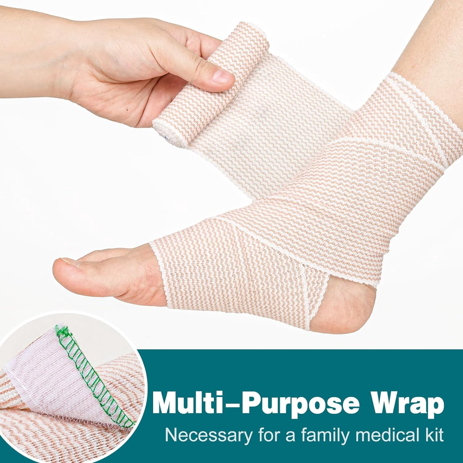 Ludolm 4 in Premium 6 Pack Elastic Bandage Wrap for Legs, Ankle, Knee, Tummy, Body Wrap, Compression Leg Wraps, Latex-Free