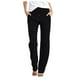 thumbnail image 1 of Pantalones rectos lisos de cintura alta para mujer - Pantalones casuales con cordón elástico - Pantalones largos con bolsillos, 1 of 5