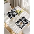 thumbnail image 5 of Black Rose Placemats Set of 4, Vintage Pastoral Botanical Floral Leaves Vines Placemats for Dining Table, Place Mats for Kitchen Tabletop, Waterproof Wipeable Dining Table Mats Set, 5 of 9