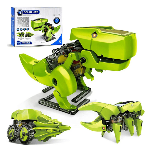 Juguetes de Bloques Solares Para Niños Dinosaurio Robot, 3 en 1 solar Dinosaurio Robot,DIY Dinosaurio Robot Juguetes, Juguetes educativos Para Niños y Niñas
