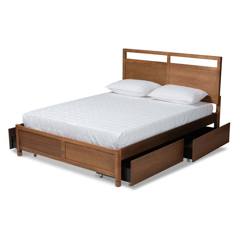 Baxton Studio Saffron Modern and Contemporary Walnut Brown Finished Wood Queen Size 4-Drawer Platform Storage Bed Baxton Studio Saffron Modern and Contemporary Walnut Brown Finished Wood Queen Size 4-Drawer Platform Storage Bed
