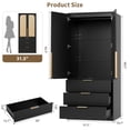 thumbnail image 2 of Modern Wardrobe Closet with 3 Drawers and 2 Doors, Modern Wooden Wardrobe Cabinets for Hanging Clothes, Tall Standing Bedroom Armoires, Heavy Duty, 2 of 8