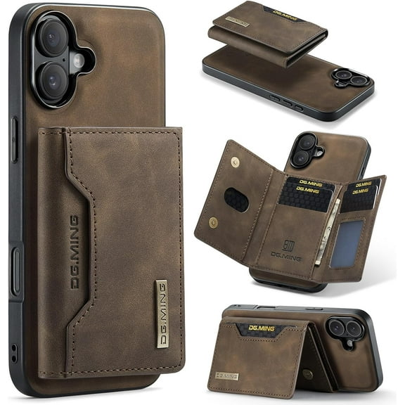 ZUKKASHAN Wallet Case for iPhone 16, Leather iPhone 16 Case with Removable Magnetic Card Holder Phone Cover for iPhone 16 (6.1 inch)