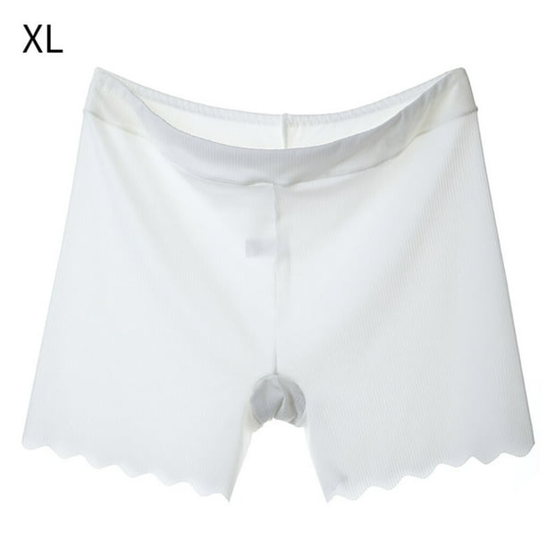 Langgg Women Briefs Ice Silk Plus Size Panties Breathable Safety Boxer  Shorts Lingerie Underwear, White, XL
