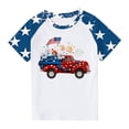 thumbnail image 2 of Toddler 4Th Of July Outfit Kids Fashion American Flag Printed Tees Boys Girls Cute Round Neck Short Sleeve Top Blue 9-10 Years, 2 of 7