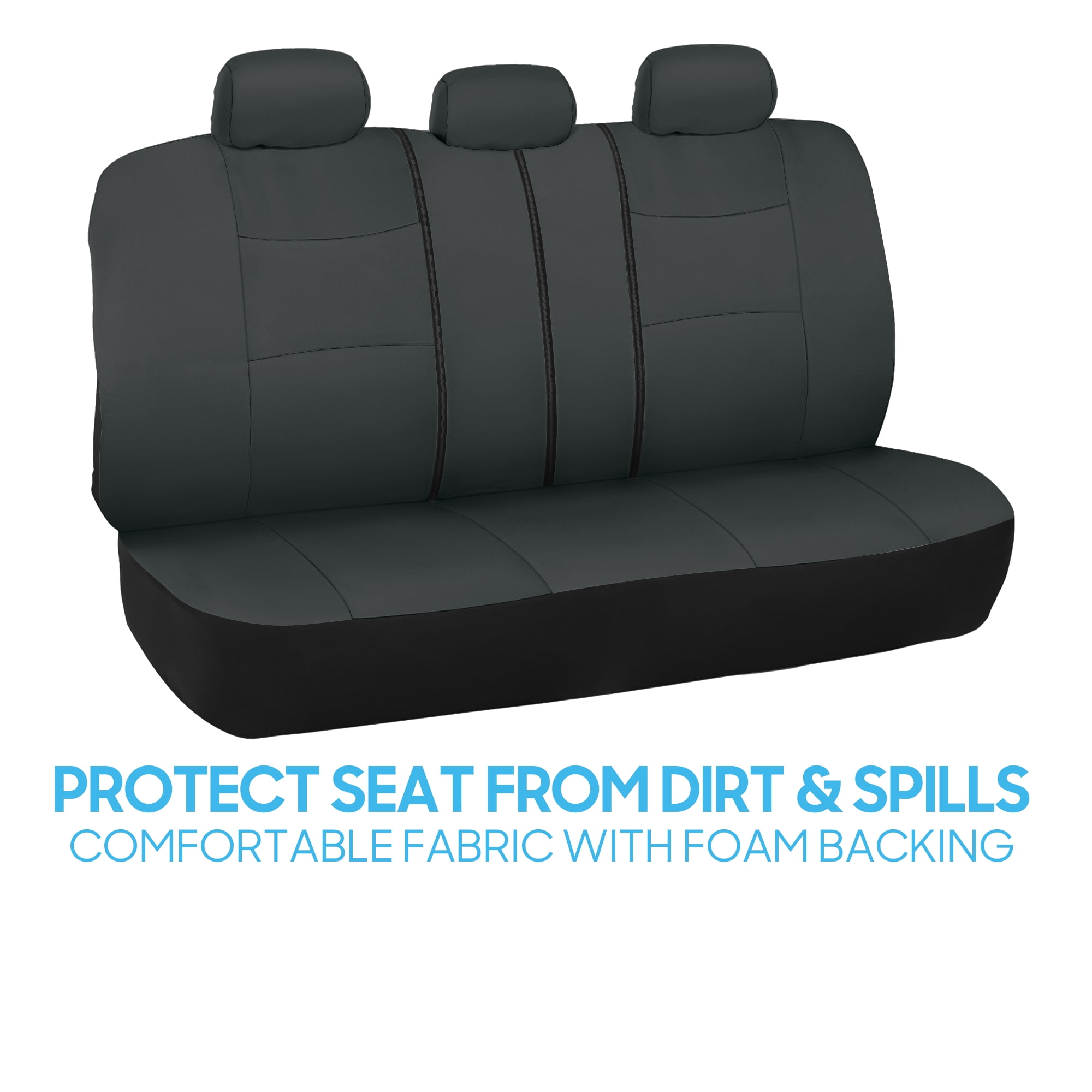 BDK PolyPro Car Seat Covers Full Set in Solid Charcoal – Front and Rear Split Bench Seat Covers for Cars, Easy to Install, Accessories for Auto Trucks Van SUV