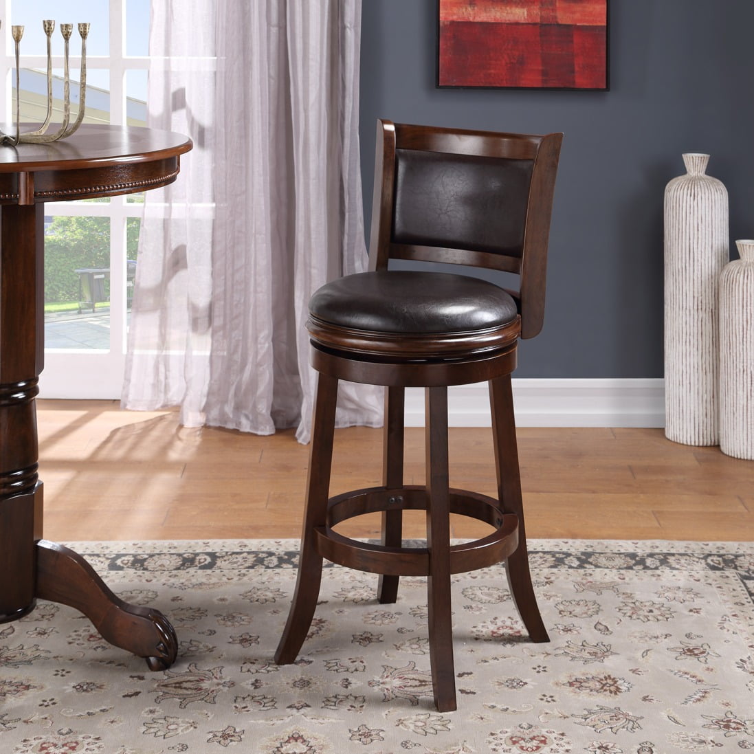 Boraam 29" Augusta Swivel Stool [Cappuccino with Dark Brown Faux Leather]