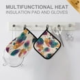 thumbnail image 3 of 2 PCS Oven Baking Gloves Set Heat Resistant Oven Mitt & Pot Holder Set Cooking Mitts Kitchen Home Supplies Teal and Orange Abstract Shapes, 3 of 5