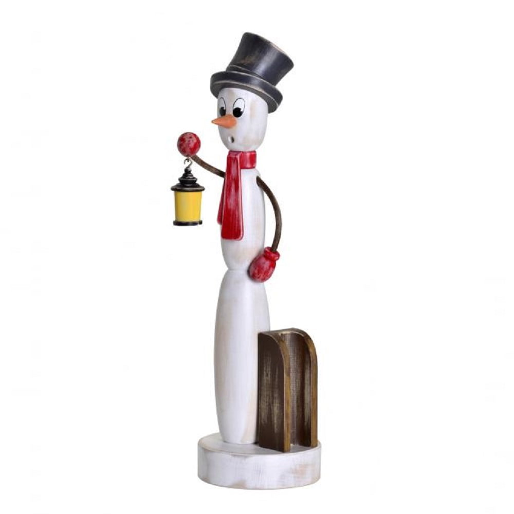 KWO Snowman Holding Lantern German Wood Christmas Incense Smoker German