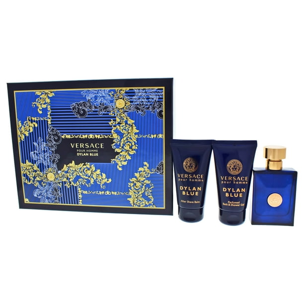 Set de regalo de Perfume EDT 1.7oz Bálsamo para después del afeitado 1.7oz Gel de ducha 1.7oz Versace Dylan Blue