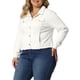 thumbnail image 4 of Chaquetas de mezclilla de mujer de tallas grandes Agnes Orinda, de manga larga, con bolsillos, 1X, blancas, 4 of 7