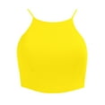 thumbnail image 5 of Womens Bikini Top Women's Solid Color Vintage Neck Tie Knot Back Soft Padding Bikini Top Swimsuit Bathing Suit Top Yellow XL, 5 of 5