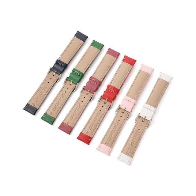 Correa de reloj de cuero con hebilla de pasador lisa Correa de reloj de cuero rojo blanco azul morado rosa Correa de reloj para hombre y mujer