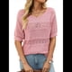thumbnail image 1 of Suéteres de Corta para Mujer, Suéter de Cuello Redondo de Verano, Tops de Crochet. Rosa XL, 1 of 10