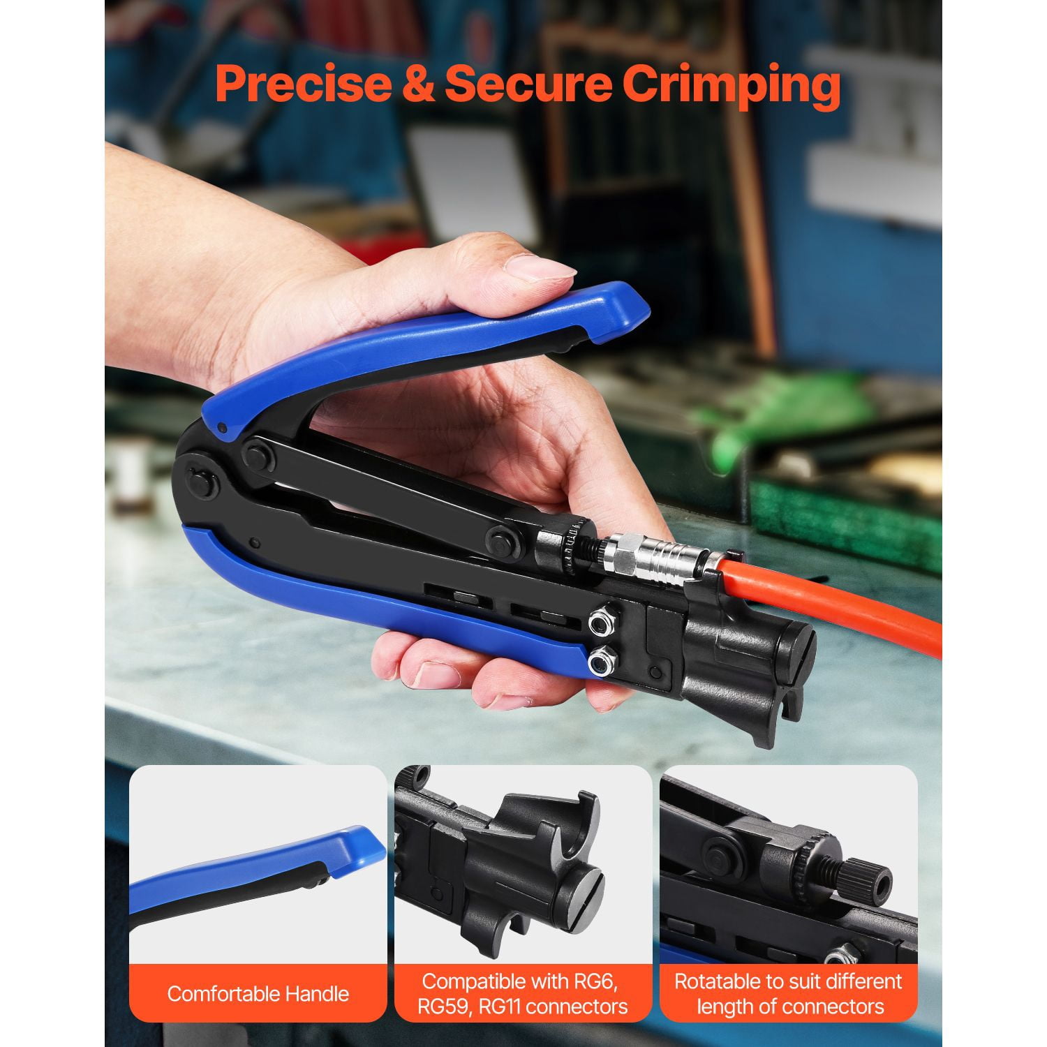Coax Cable Crimper Kit Coaxial Cable Compression Tool Kit with Crimp Tool