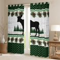 thumbnail image 2 of Farmhouse Decor,Rustic Moose Deer Window Curtains 2 Panels 38"Wx54"L,Green Checkered Buffalo Plaid 30%-50% Blackout Curtains,Woodland Lodge Cabin Pine Trees Pinecone Curtains & Drapes, 2 of 6