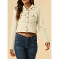 thumbnail image 5 of INSPIRE CHIC Women's Turn Down Collar Faux Suede Cropped Moto Jacket XL Beige, 5 of 8