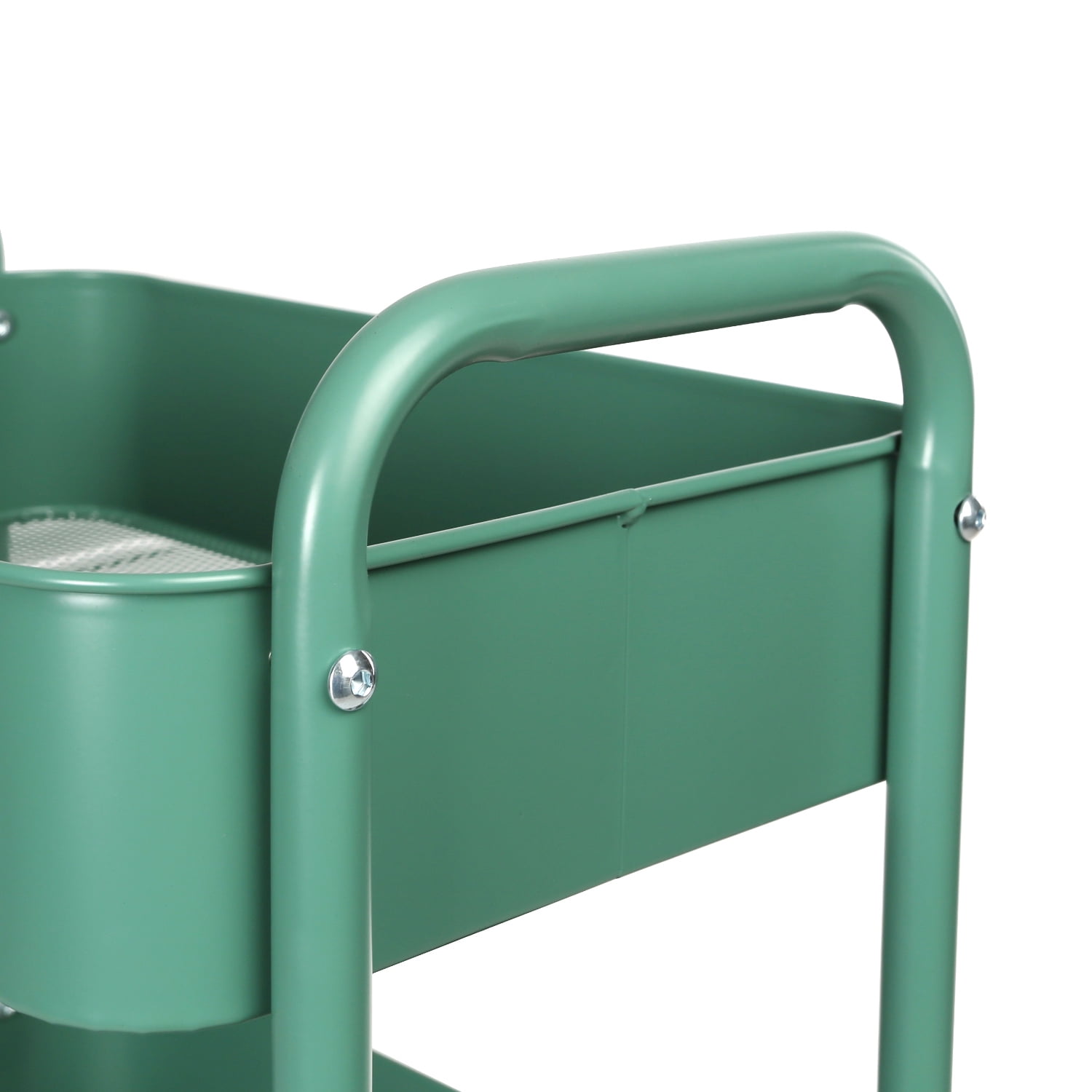 Mainstays 3 Tier Metal Utility Cart, Green Sage, Easy Rolling, Adult and Child