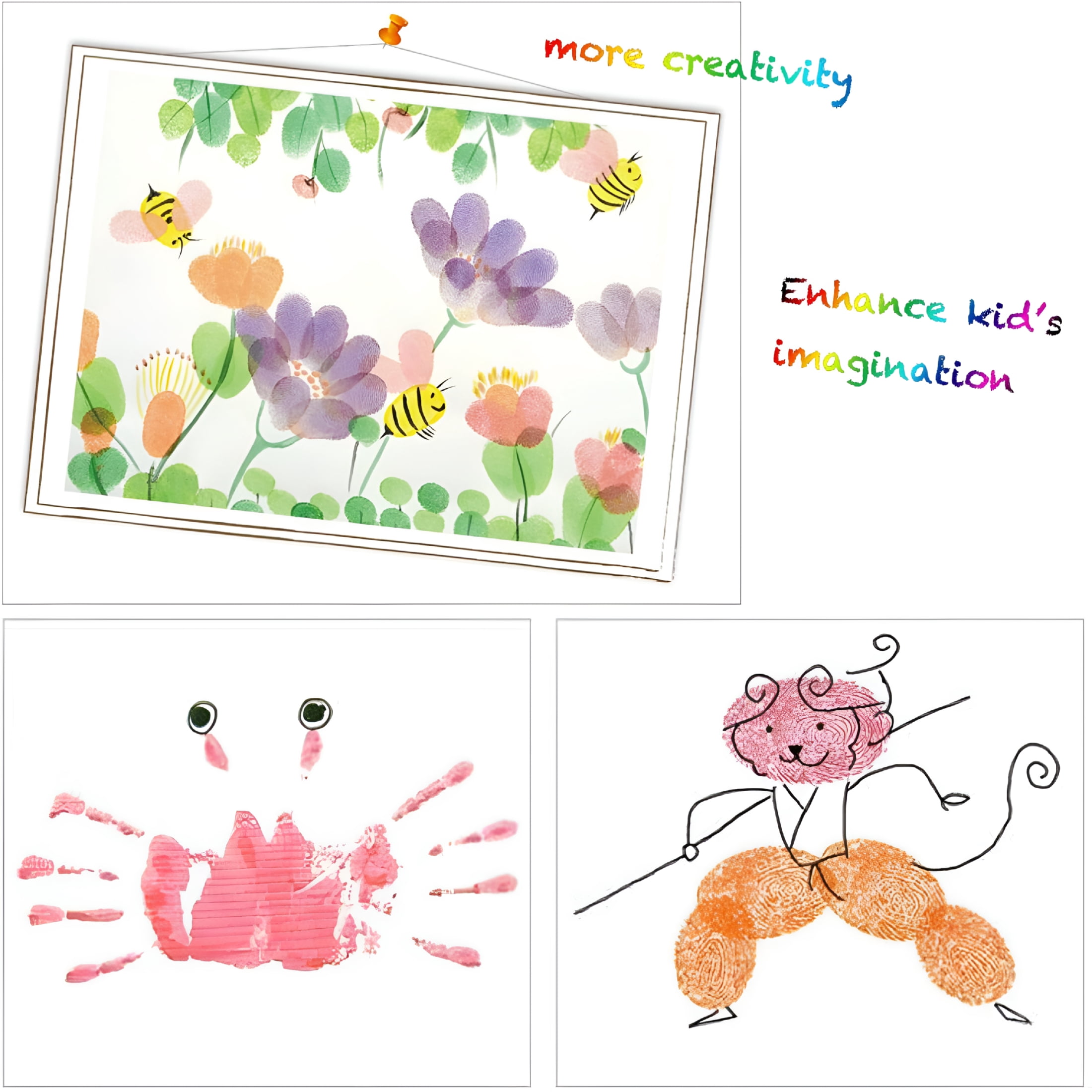 CCOCC Large Ink Pad Stamps Diy Color,8 Colors Rainbow Finger Ink Pad for Kids(Pack of 8)