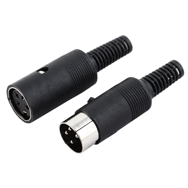 Unique Bargains Pair Black DIN 4 Pin Female + Male Socket Audio AV Connector