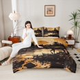 thumbnail image 4 of Manfei Teens Wildlife Deer Full Size Comforter Sets, Farmhouse Animal Bedding Comforter Set, Rustic Countryside Reversible Bedding Sets, Lightweight Room Decor, 3-Piece, 4 of 8