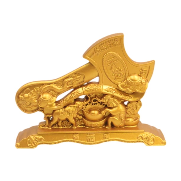 Escultura de la buena fortuna, figura de la suerte y la riqueza, coleccionable, centro de mesa Feng Hacha