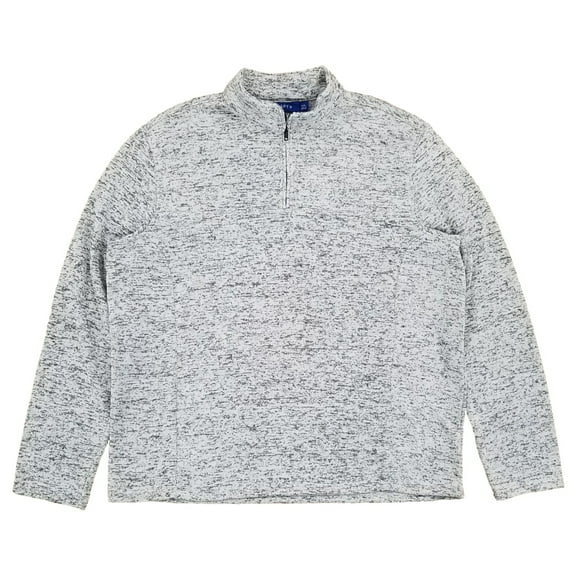 Mens Heather Gray Fleece Pullover Quarter Zip Sweater