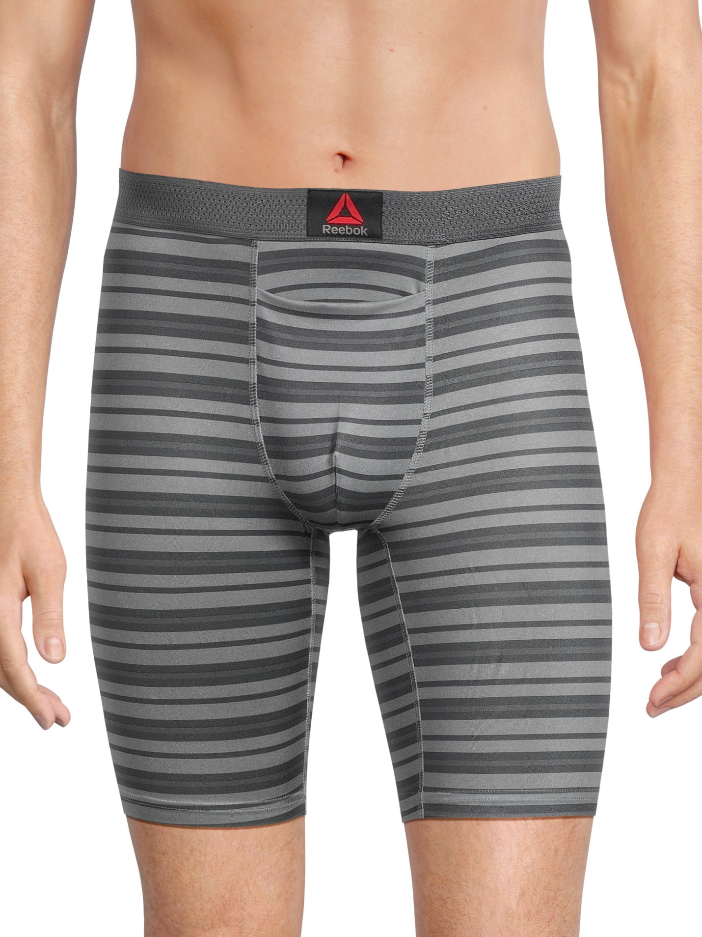 Reebok Men’s Featherweight Performance Boxer Briefs Extended Length Underwear, 7.5-Inch, 3-Pack