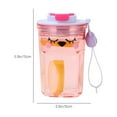 thumbnail image 3 of Yhmxh 20 oz Water Bottle No Straw, BPA Free Portable Clear Bottles with Rope, Wide Mouth Push Pull Cap Leak Proof Plastic Cup with Flip Up Lid, Suit Sports School Travel Office Gym(Pink), 3 of 6