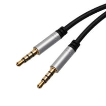 3.5mm TRRS Aux Cable Male to Male Auxiliary Audio HiFi Headphone Cord 6.6ft Nylon Braided for Phone, Silver