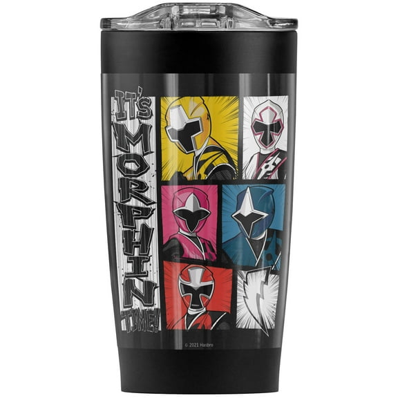 Power Rangers Ninja Steel/Its Morphin Time Stainless Steel Tumbler 20 oz Coffee Travel Mug/Cup, Vacuum Insulated & Double Wall with Leakproof Sliding Lid | Great for Hot Drinks and Cold Beverages
