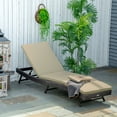 thumbnail image 2 of Outsunny Outdoor Rattan Chaise Lounge Chair with Adjustable Back Khaki, 2 of 10