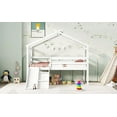 thumbnail image 4 of Twin Low Loft House Bed with Slide, Ladder, Safety Guardrails, House Roof Frame, White, 4 of 9
