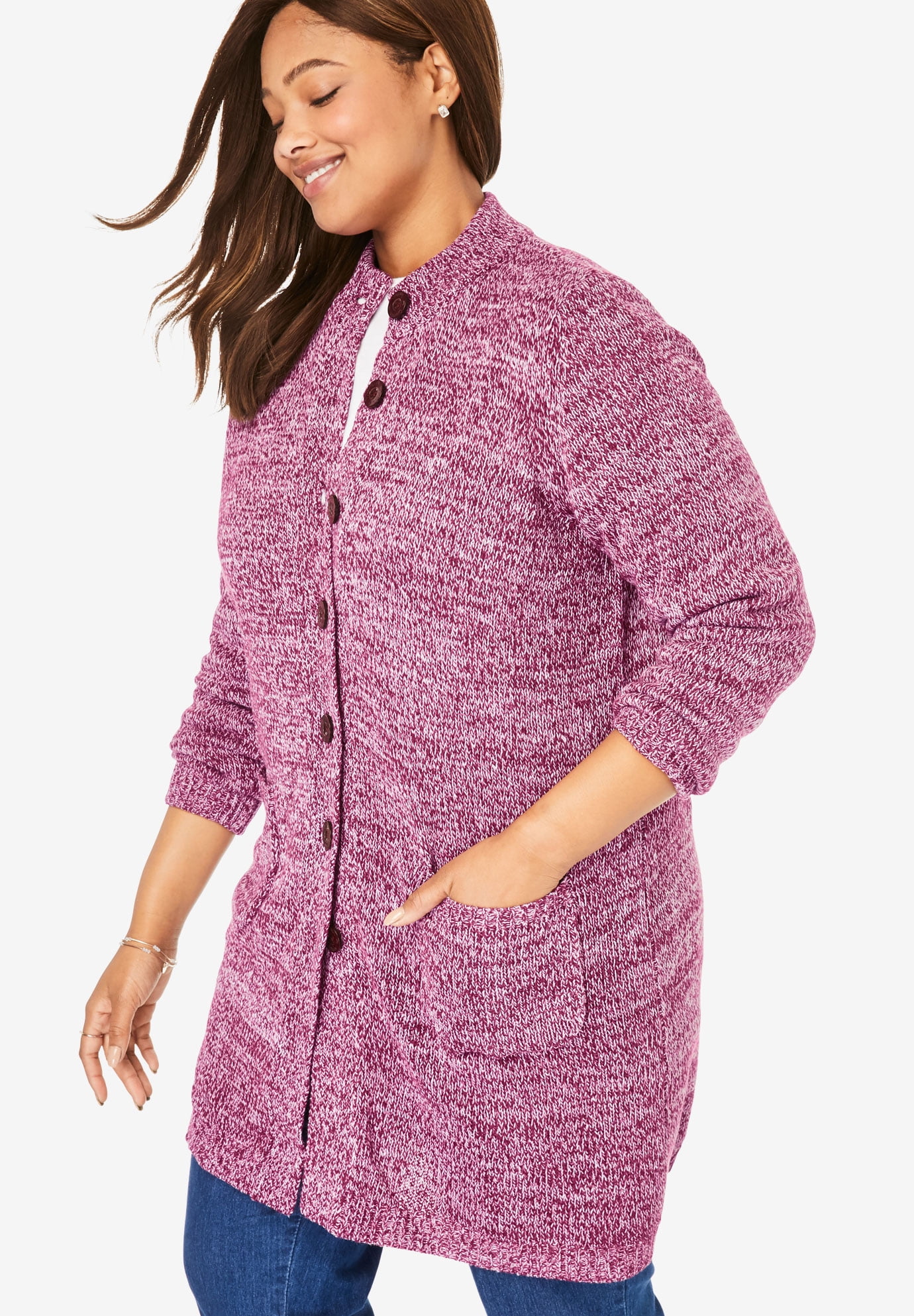 Plus Size Marled Jacket Duster Sweater - image 4