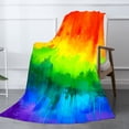 thumbnail image 2 of Amarainy Rainbow Watercolor Fleece Throw Blanket For Winter Gift Home Sofa Bed Decoration 50x60 inch, 2 of 5