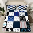 thumbnail image 2 of Manfei Modern Baseball Teens Twin Sheet Sets, Ball Sports Lover Twin Fitted Sheet, Cartoon Patchwork Flat Sheet, Ultra Soft Home Decor, 3pcs, 2 of 7