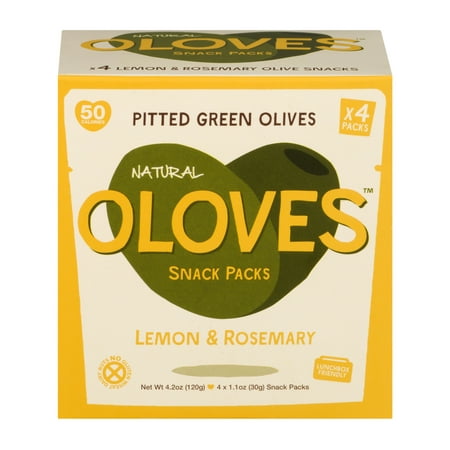 Oloves Pitted Green Olives Snack Packs Lemon & Rosemary - 4 CT1.1 (Best Olives For Snacking)