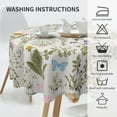 thumbnail image 4 of Spring Tablecloth Round 60 Inch,Sage Green Wild Flowers Table Cloth,Stain Resistance Polyester Seasonal Summer Floral Table Covers for Kitchen Dining,Small Tablecloth for Parties Picnic, 4 of 6
