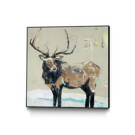 Giant Art Canvas 20x20 Winter Elk Neutral Framed in Multi-Color ...
