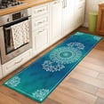 thumbnail image 3 of Teal Blue Boho Runner Rug 2x6 FT,Non Slip Hallway Rugs,Retro White Rustic Flower Ethnic Pattern Washable Soft Floor Carpet Throw Runner Carpet Long Rugs for Entryway Kitchen Bedside Sliding Door, 3 of 8