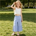 thumbnail image 6 of OGLCCG Girls Summer Outfit Sleeveless Lace Crop Tank Tops and Wide Leg Ruffle Pants Cute 2 Piece Clothing Set 2-8 Years, 6 of 9