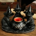 thumbnail image 3 of OIUR Halloween Black Cats Candle Holder Gothic Resin Cat with Witch Hat Statue Tea Light Holder for Indoor Party Mantel Coffee Table Centerpiece, 3 of 7