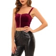 thumbnail image 4 of Allegra K Women's Velvet Zipper Front Sleeveless Cami Crop Top, 4 of 5
